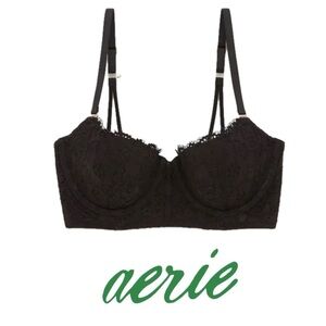 🆕 Aerie Show Off Bal-conette Eyelash Lace Bra black size 34DD